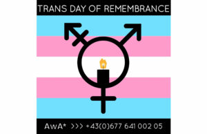 bild trans pride flag kerze text trans day of rememberance awa stern telefonnummer 0043 677 641 0 0 2 0 5
