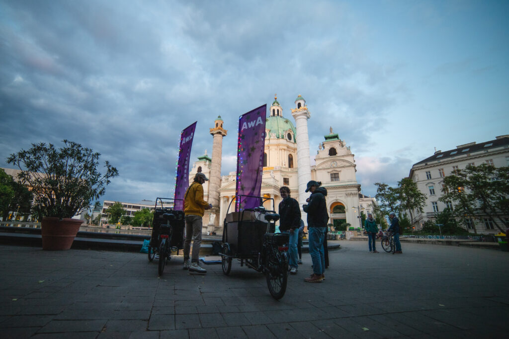 Awareness team at dusk at Karlsplatz