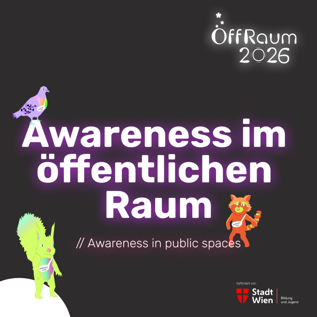 Awareness im öffentlichen Raum Visual mit Awanimals Illustrationen